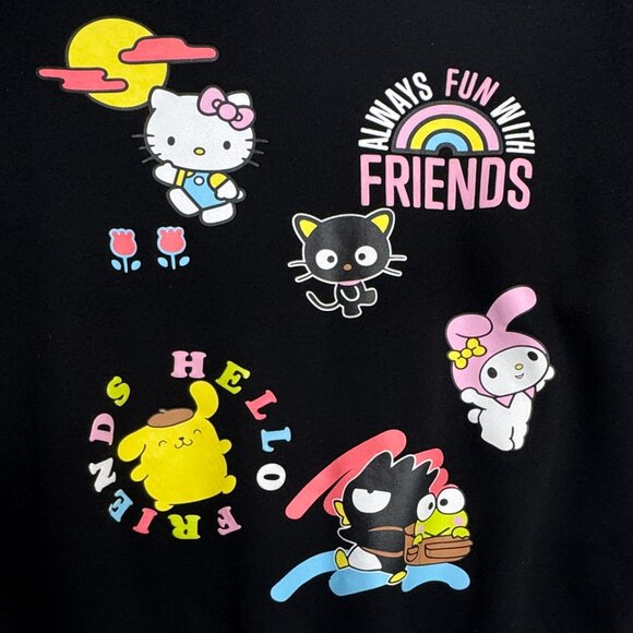 SANRIO HELLO KITTY & FRIENDS BLACK GRAPHIC SWEATSHIRT KAWAII CUTE FUN POP XL - Picture 7 of 7